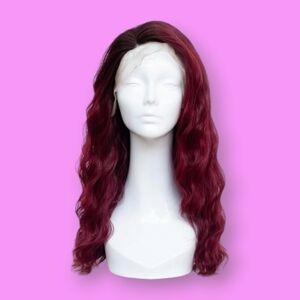 Uniwigs Cherry Cola Red Wine Wavy Synthetic Lace Front Wig